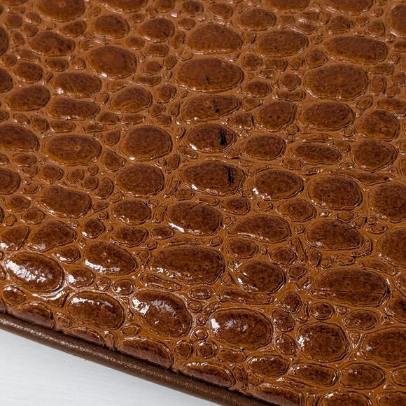 Vintage Sandro Brown Leather Faux Reptile Rectangular Shoulder Bag *READ - Picture 13 of 14